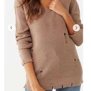 NWT Ambiance Apparel Distressed Sweater-size small, cream